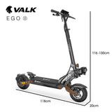 VALK Ego 8 Electric Scooter, 500W, AU Compliant, 48V 13Ah, 55km Max Range, eScooter for Adults, Foldable, Off Road, Black/Bronze