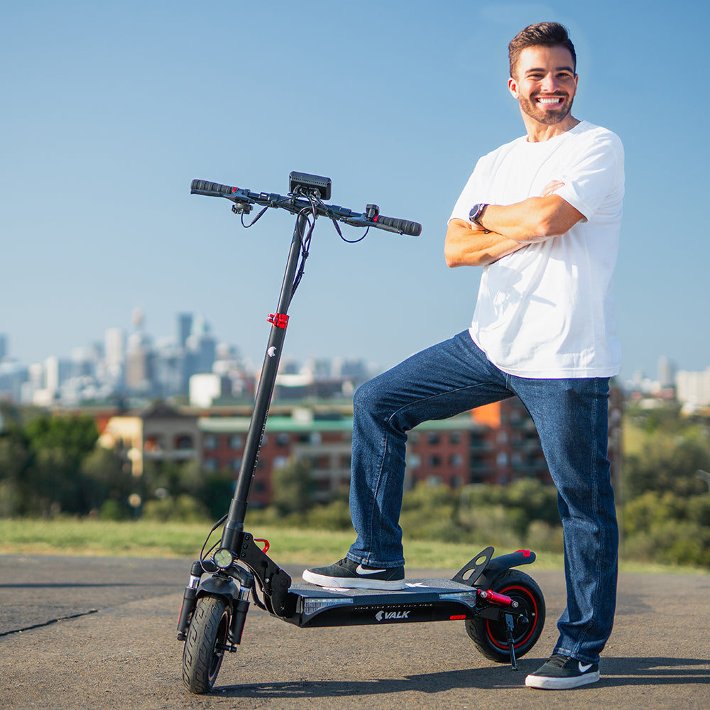 Electric Scooters: VALK Fusion 5 Electric Scooter, 500W, AU Compliant, 48V 13Ah Lithium, 50km Range, 40km/h, Quad Shocks, 10 inch Tyres