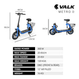 Electric Scooters: VALK Electric Scooter with Seat, Disc brakes, 12" Tyres, AU Compliant, for Adults, Teens, Commuter, Blue