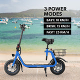 Electric Scooters: VALK Electric Scooter with Seat, Disc brakes, 12" Tyres, AU Compliant, for Adults, Teens, Commuter, Blue
