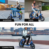 Electric Scooters: VALK Electric Scooter with Seat, Disc brakes, 12" Tyres, AU Compliant, for Adults, Teens, Commuter, Blue