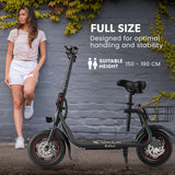 Electric Scooters: VALK Electric Scooter with Seat, Disc brakes, 12" Tyres, AU Compliant, for Adults, Teens, Commuter, Black