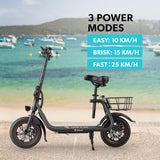 Electric Scooters: VALK Electric Scooter with Seat, Disc brakes, 12" Tyres, AU Compliant, for Adults, Teens, Commuter, Black