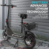 Electric Scooters: VALK Electric Scooter with Seat, Disc brakes, 12" Tyres, AU Compliant, for Adults, Teens, Commuter, Black