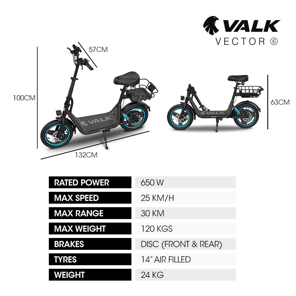 Electric Scooters: VALK Electric Scooter with Seat, 30km Range, AU Compliant, Disc brakes, 14" Tyres, for Adults, Teens, Commuter