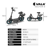 Electric Scooters: VALK Electric Scooter with Seat, 30km Range, AU Compliant, Disc brakes, 14" Tyres, for Adults, Teens, Commuter