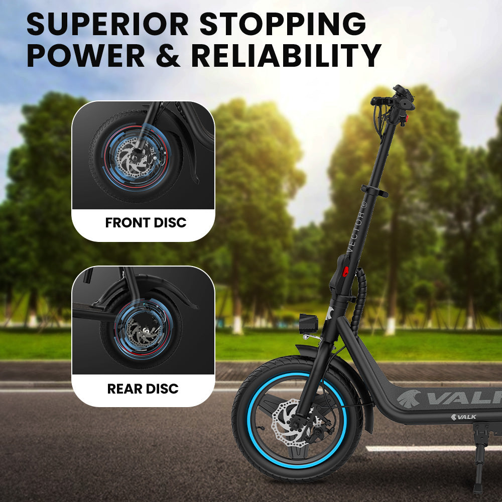 Electric Scooters: VALK Electric Scooter with Seat, 30km Range, AU Compliant, Disc brakes, 14" Tyres, for Adults, Teens, Commuter