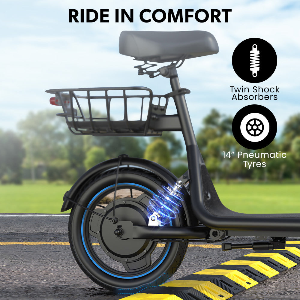Electric Scooters: VALK Electric Scooter with Seat, 30km Range, AU Compliant, Disc brakes, 14" Tyres, for Adults, Teens, Commuter