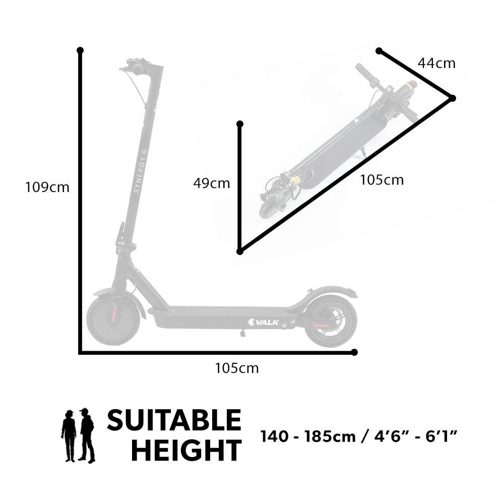 VALK Synergy 5 Electric Scooter, 400W, AU Compliant, Motorised eScooter for Adults, Black