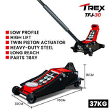Automotive Repair & Speciality Tools: T-REX 3000KG Hydraulic Trolley Floor Jack, High Lift, Dual Pump, Quick Release Handle
