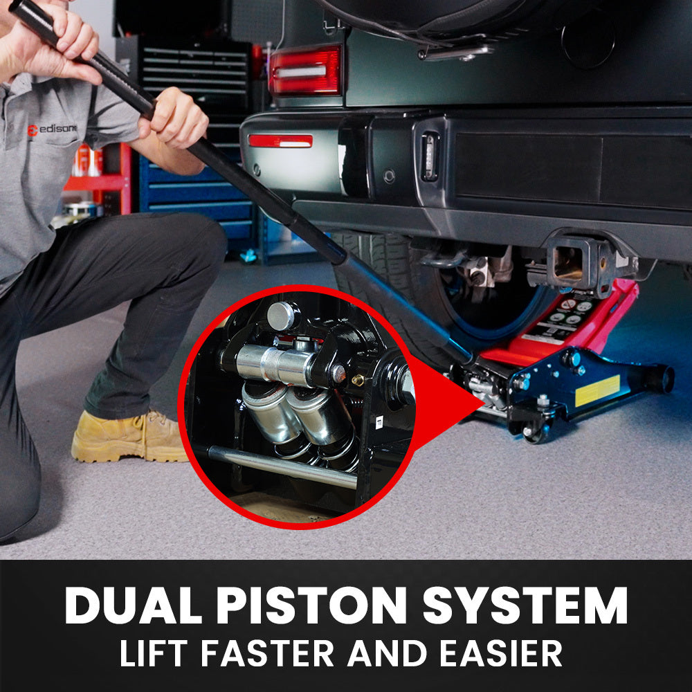 Automotive Repair & Speciality Tools: T-REX 3000KG Hydraulic Trolley Floor Jack, High Lift, Dual Pump, Quick Release Handle