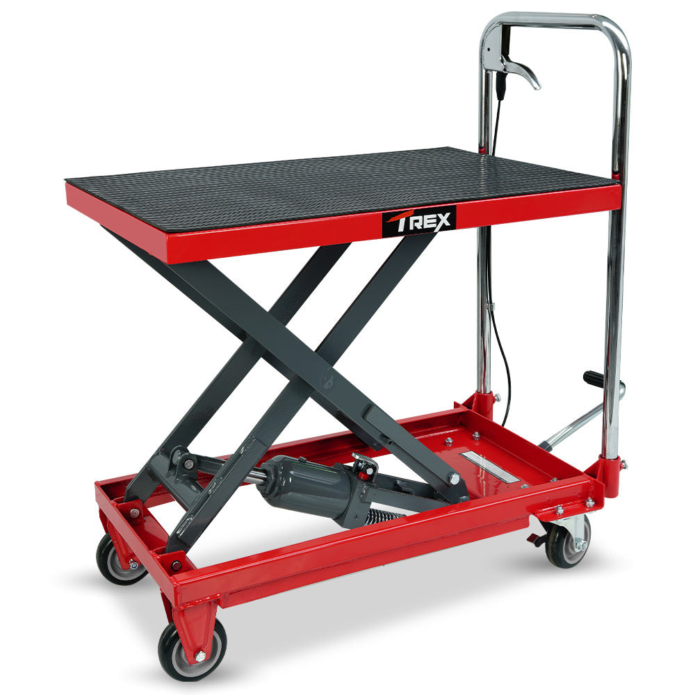 Automotive Lifts & Hoists: T-REX 230KG Hydraulic Scissor Lift Platform Trolley, Non-Skid Rubber Platform Pad, for Material Handling