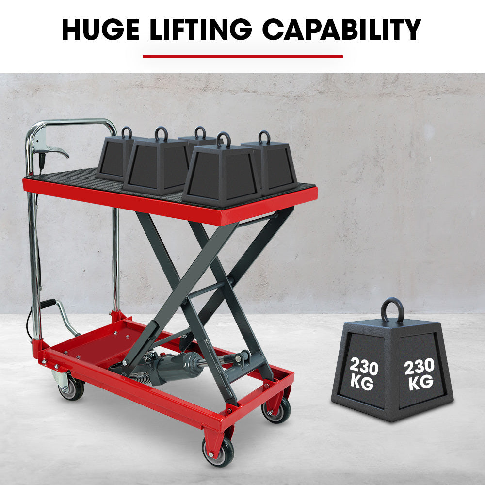 Automotive Lifts & Hoists: T-REX 230KG Hydraulic Scissor Lift Platform Trolley, Non-Skid Rubber Platform Pad, for Material Handling