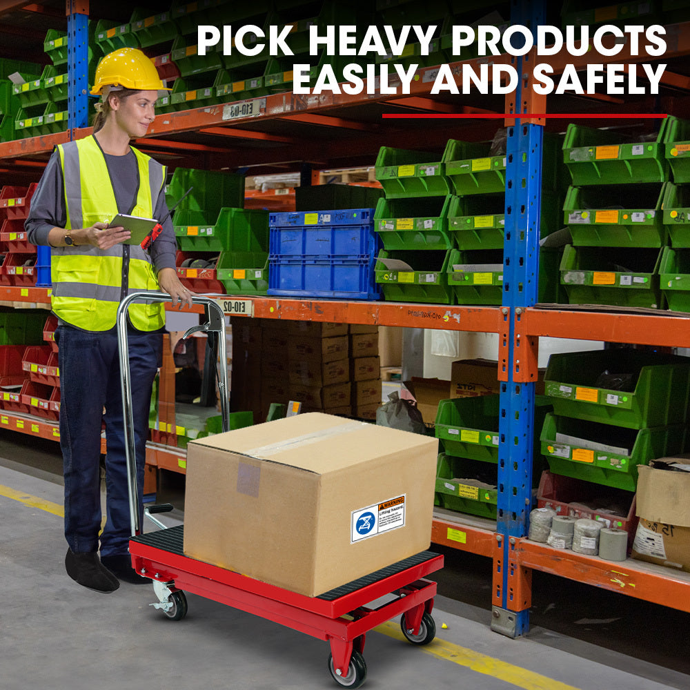Automotive Lifts & Hoists: T-REX 230KG Hydraulic Scissor Lift Platform Trolley, Non-Skid Rubber Platform Pad, for Material Handling