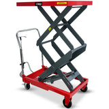 Automotive Lifts & Hoists: T-REX 300KG Hydraulic High Lift Double Scissor Trolley, 1.3M Max Platform Hgt, Heavy-Duty, for Material Handling