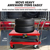Automotive Lifts & Hoists: T-REX 300KG Hydraulic High Lift Double Scissor Trolley, 1.3M Max Platform Hgt, Heavy-Duty, for Material Handling