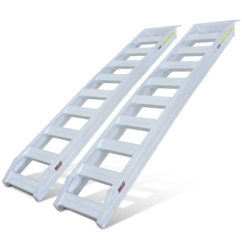 BULLET Pair of 2.3m Aluminium Loading Ramps, 4000kg Total Capacity, Heavy-Duty, Safety Pins, for Car, 4x4, Ride on Mower, ATV, Mini Excavator