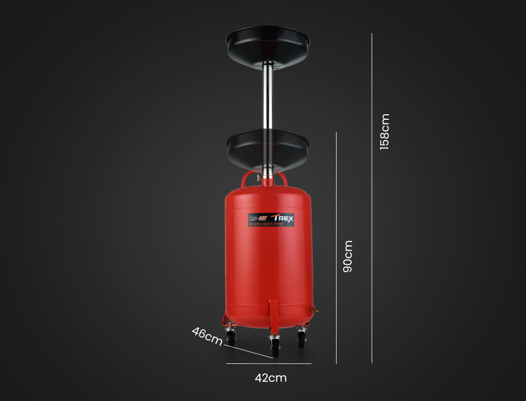 Automotive Parts: T-REX 60L Mobile Waste Oil Drainer Tank, Telescopic, for Car Engine, Workshop