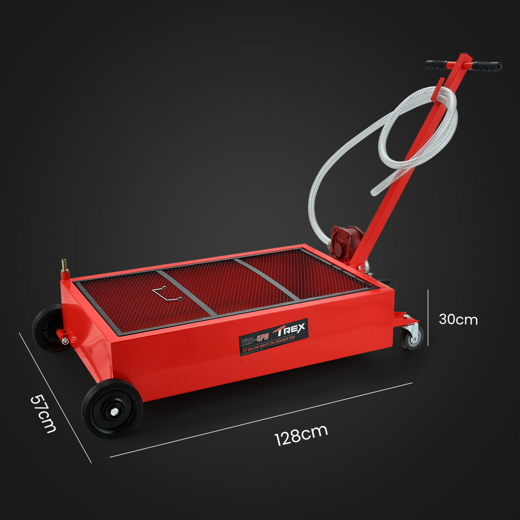 Automotive Parts: T-Rex 76L Low Level Mobile Truck Waste Oil Fluid Drainer Pan, Hand Pump, for Workshop