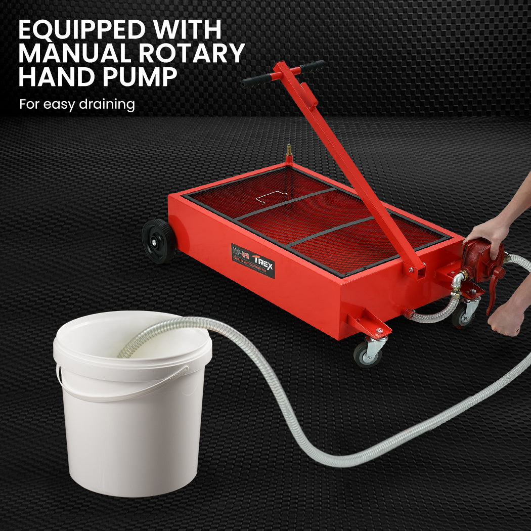 Automotive Parts: T-Rex 76L Low Level Mobile Truck Waste Oil Fluid Drainer Pan, Hand Pump, for Workshop