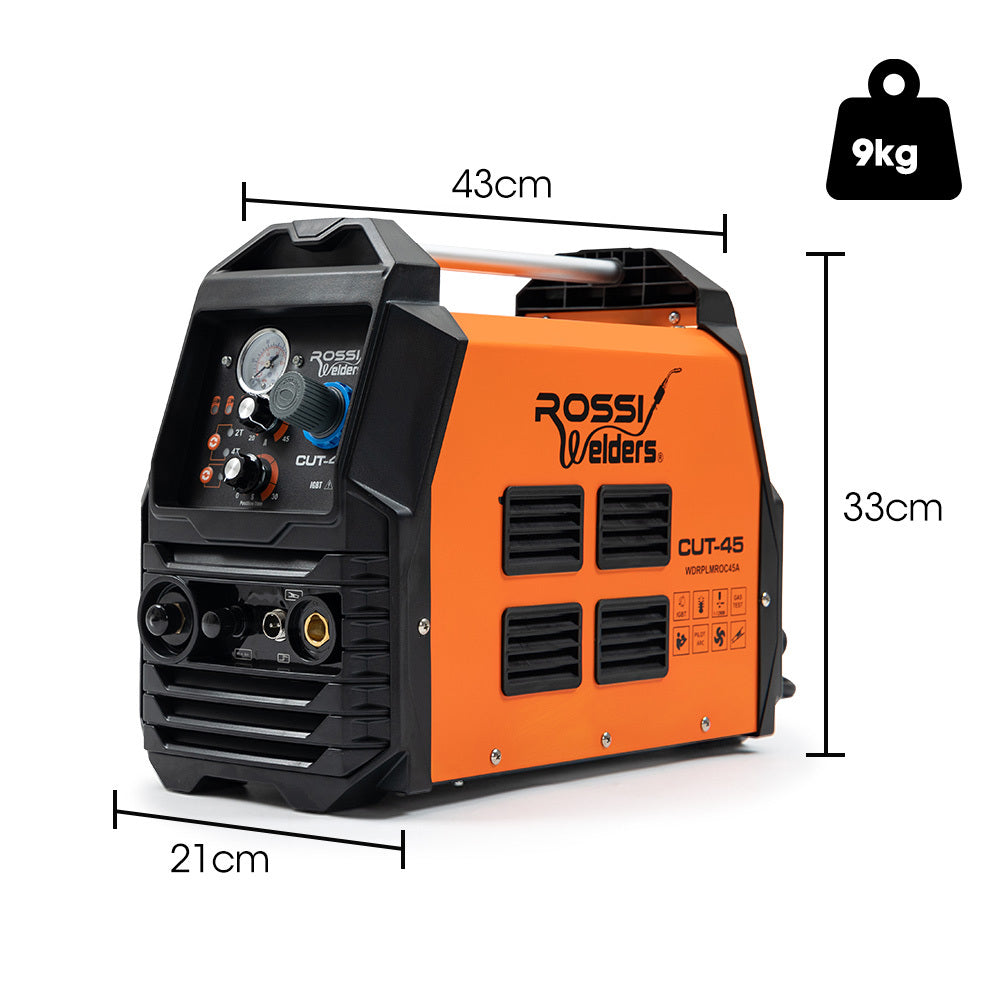 Welding Guns & Plasma Cutters: ROSSI 45A Plasma Cutter, Non-Touch Pilot ARC for Easy Cuts of Painted or Rusty Metals, DC Inverter Cutting Machine