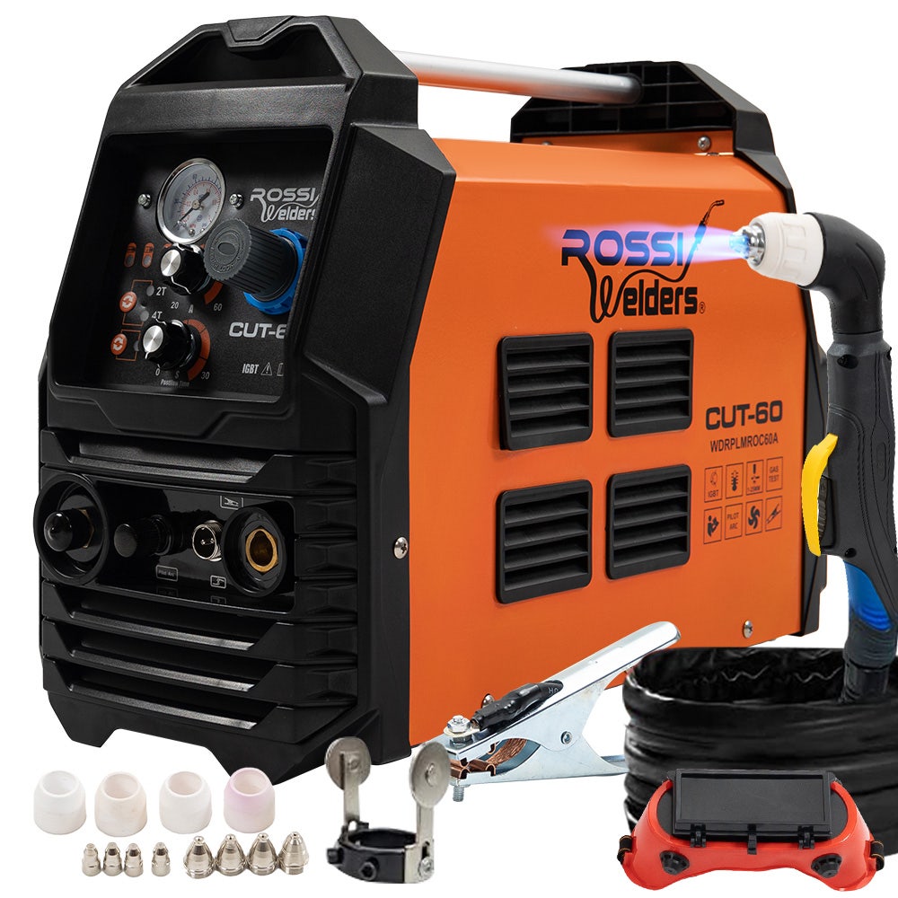 Welding Guns & Plasma Cutters: ROSSI 60A Plasma Cutter, Non-Touch Pilot ARC for Easy Cuts of Painted or Rusty Metals, DC Inverter Cutting Machine