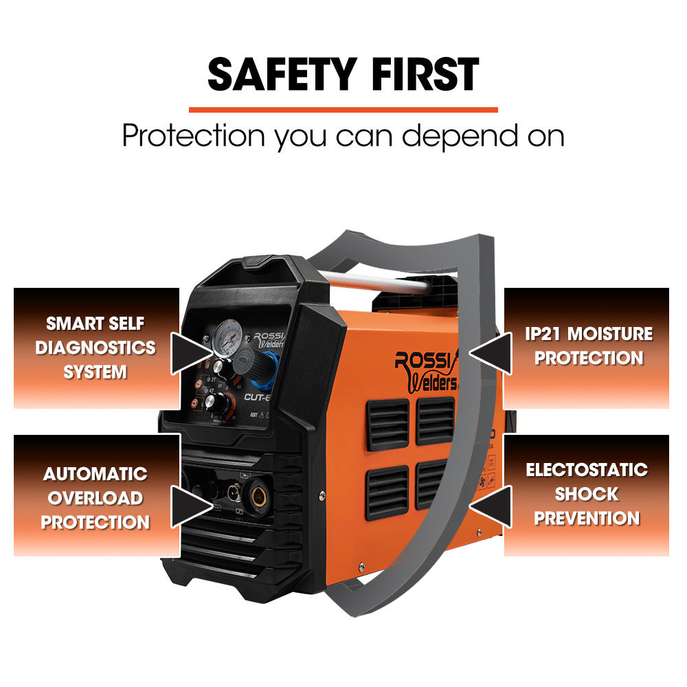 Welding Guns & Plasma Cutters: ROSSI 60A Plasma Cutter, Non-Touch Pilot ARC for Easy Cuts of Painted or Rusty Metals, DC Inverter Cutting Machine
