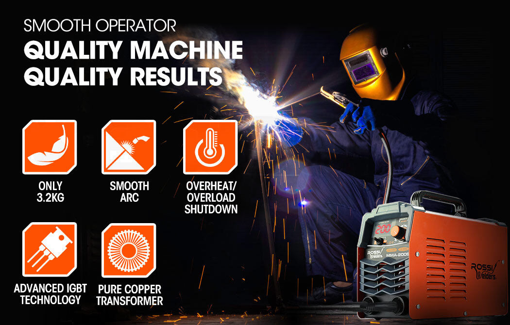 Welding Guns & Plasma Cutters: ROSSI 200 Amp Portable Inverter Arc Stick Welder, MMA DC Gas Inverter Welding Machine, 15A Plug
