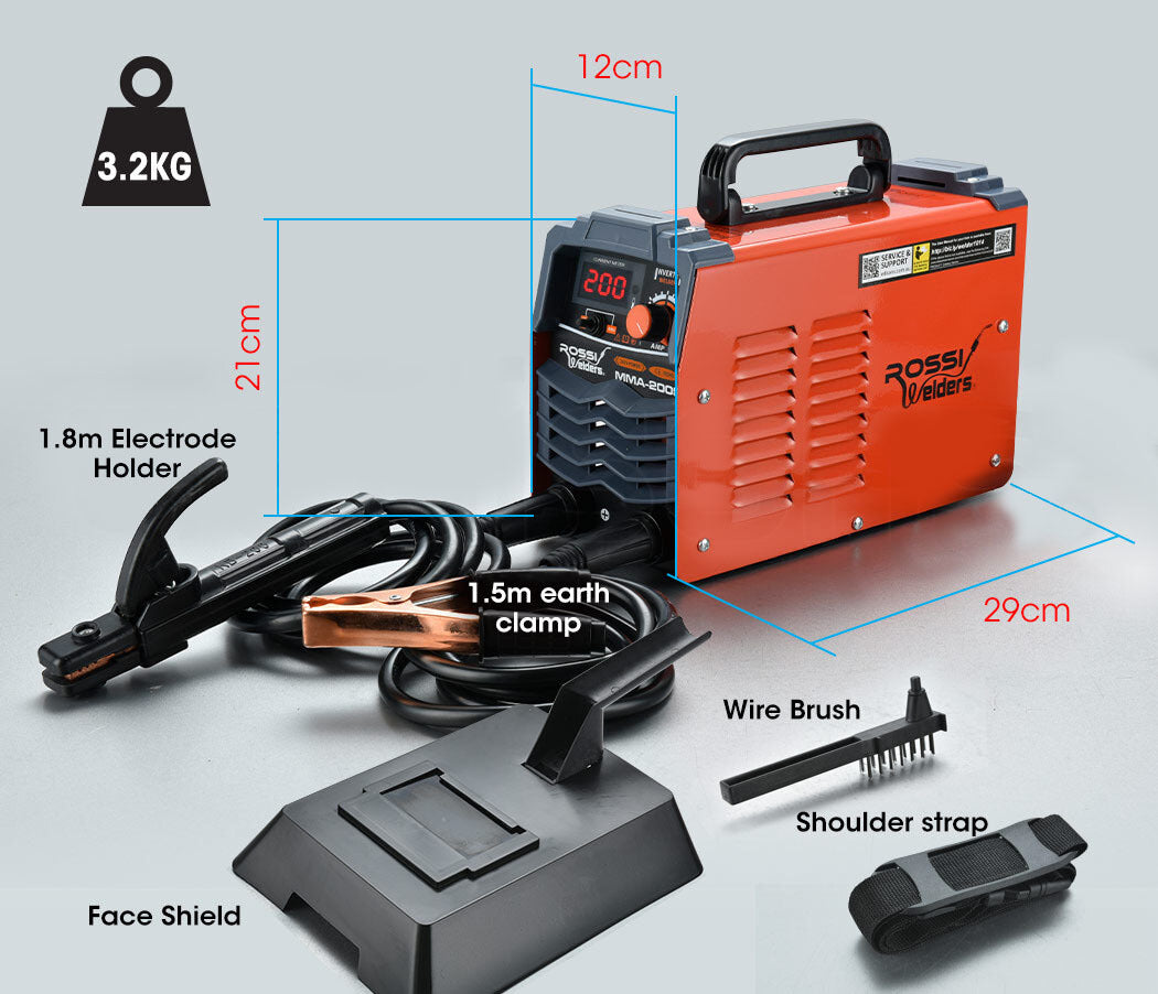 Welding Guns & Plasma Cutters: ROSSI 200 Amp Portable Inverter Arc Stick Welder, MMA DC Gas Inverter Welding Machine, 15A Plug