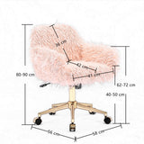 Office & Desk Chairs: Fluffy Office Chair Faux Fur Modern Swivel Desk Chair for Women And Girls-Pink
