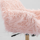 Office & Desk Chairs: Fluffy Office Chair Faux Fur Modern Swivel Desk Chair for Women And Girls-Pink