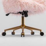 Office & Desk Chairs: Fluffy Office Chair Faux Fur Modern Swivel Desk Chair for Women And Girls-Pink