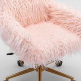 Office & Desk Chairs: Fluffy Office Chair Faux Fur Modern Swivel Desk Chair for Women And Girls-Pink