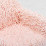 Office & Desk Chairs: Fluffy Office Chair Faux Fur Modern Swivel Desk Chair for Women And Girls-Pink