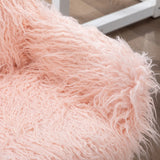 Office & Desk Chairs: Fluffy Office Chair Faux Fur Modern Swivel Desk Chair for Women And Girls-Pink