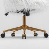Office & Desk Chairs: Fluffy Office Chair Faux Fur Modern Swivel Desk Chair for Women And Girls-White