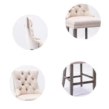 Table & Bar Stools: 4X Velvet Bar Stools with Studs Trim Wooden Legs Tufted Dining Chairs Kitchen