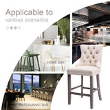 Table & Bar Stools: 4X Velvet Bar Stools with Studs Trim Wooden Legs Tufted Dining Chairs Kitchen