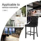 Table & Bar Stools: 4X Velvet Bar Stools with Studs Trim Wooden Legs Tufted Dining Chairs Kitchen