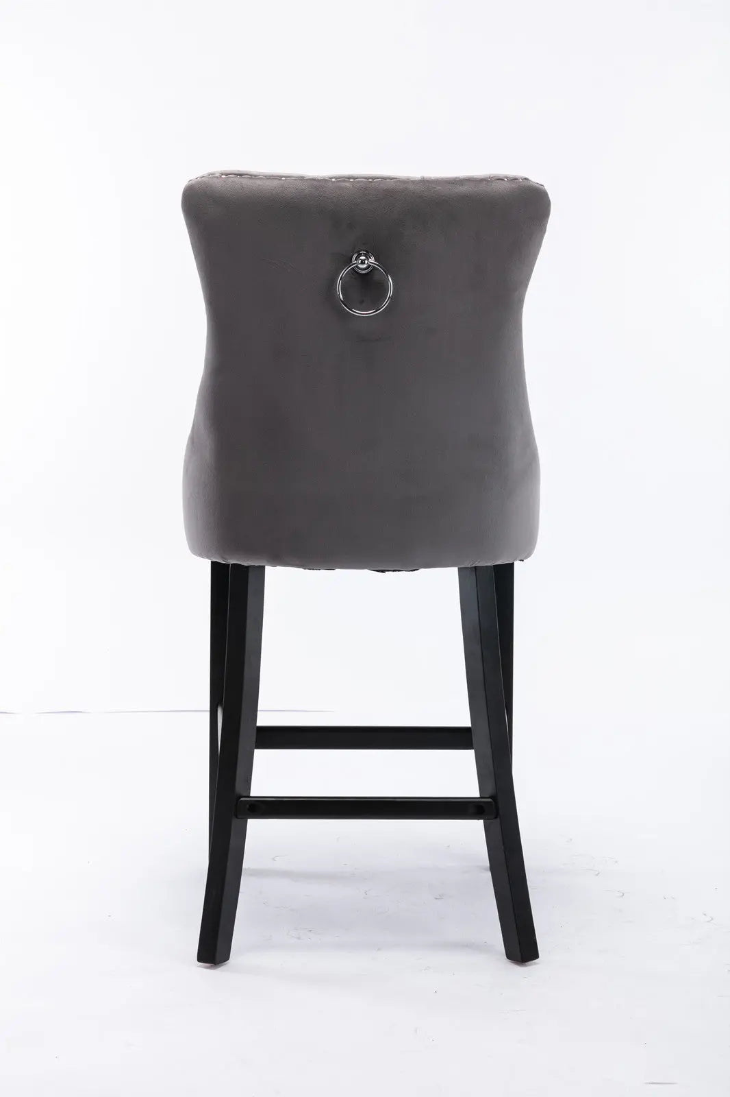 Table & Bar Stools: 4X Velvet Bar Stools with Studs Trim Wooden Legs Tufted Dining Chairs Kitchen