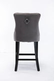 Table & Bar Stools: 4X Velvet Bar Stools with Studs Trim Wooden Legs Tufted Dining Chairs Kitchen