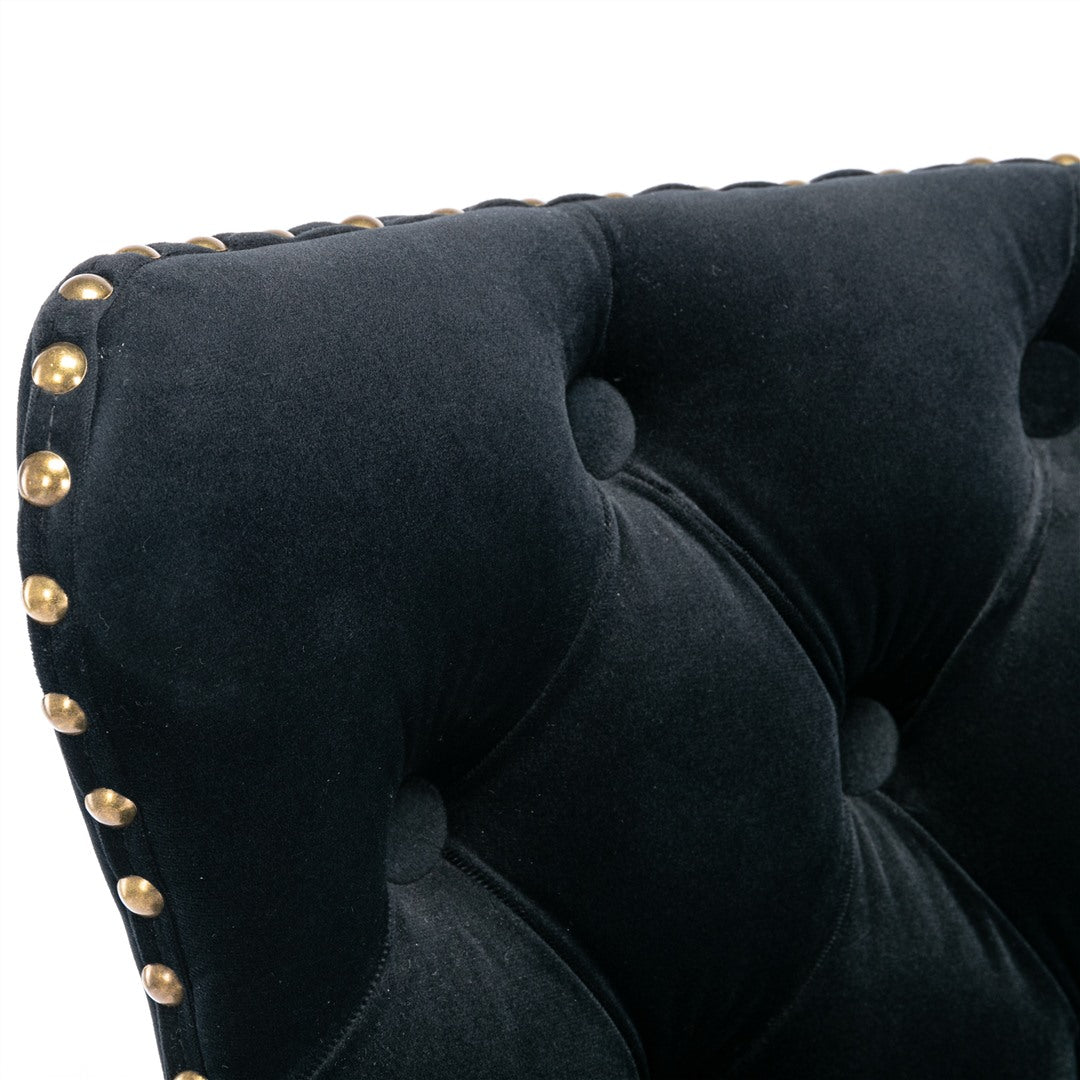 Table & Bar Stools: 4x Height Adjustable Swivel Bar Stool Velvet Nailhead Barstool with Footrest