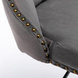 Table & Bar Stools: 4x Height Adjustable Swivel Bar Stool Velvet Nailhead Barstool with Footrest