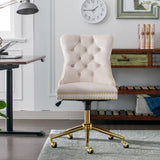 Arm Chairs & Recliners: Velvet Home Office Chair- Beige