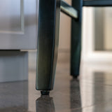 Table & Bar Stools: 4x Velvet Upholstered Button Tufted Bar Stools with Wood Legs and Studs-Beige