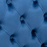 8x Velvet Dining Chairs Upholstered Tufted Kithcen Chair with Solid Wood Legs Stud Trim and Ring-Blue