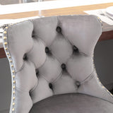 Table & Bar Stools: 4x Height Adjustable Swivel Bar Stool Velvet Studs Barstool with Footrest and Golden Base- Grey