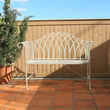 Outdoor Benches: White Lavinia Iron Outdoor Bench
