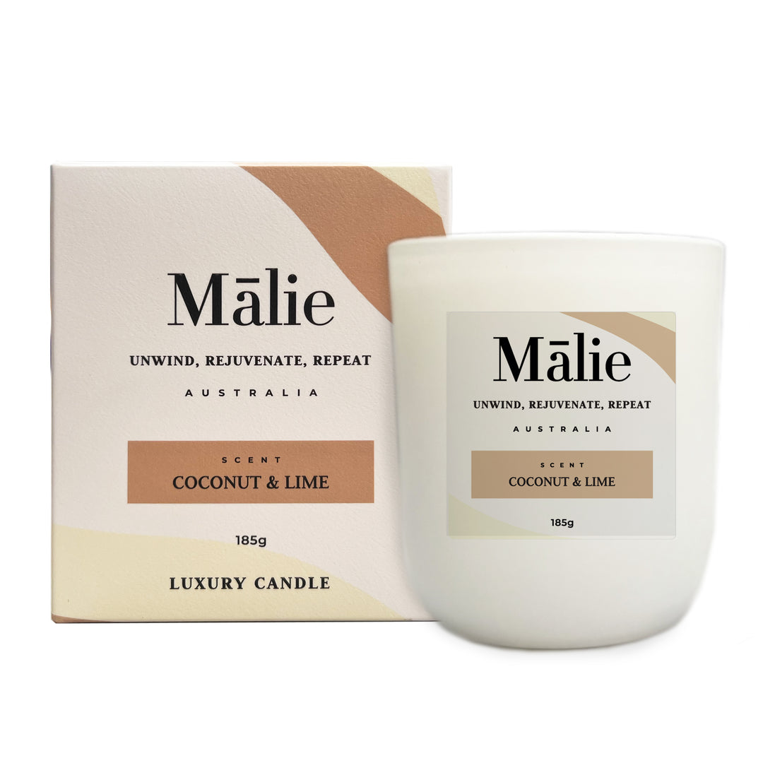 Candle Accessories: Coconut & Lime Luxury Soy Candle 185g - Malie