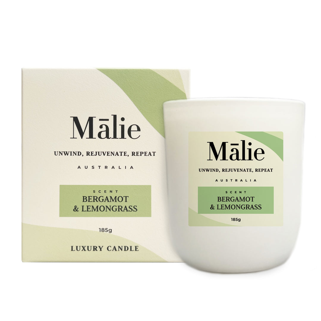 Condiments & Sauces: Bergamot & Lemongrass Luxury Soy Candle 185g - Malie